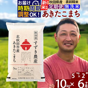 【ふるさと納税】※令和7年産 新米※《定期便6ヶ月》秋田県産 あきたこまち 10kg【無洗米】(5kg小分け袋) 2025年産 お届け時期選べる お届け周期調整可能 隔月に調整OK お米 すずき農産