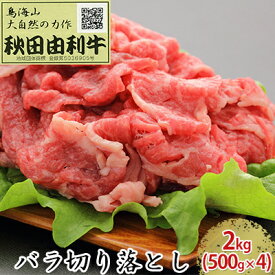 【ふるさと納税】秋田由利牛 バラ切り落とし 2kg（500g×4パック）　【お肉 牛肉】