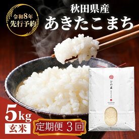 【ふるさと納税】【新米先行予約 11月以降順次発送予定】あきたこまち（玄米）《定期便 3カ月》5kg×3ヶ月 鳥海山の恵み 農家直送！ 【令和8年度産 玄米 秋田 にかほ】　お届け：2026年11月～順次配送