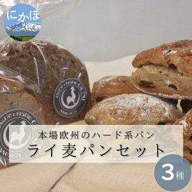 【ふるさと納税】本場欧州のハード系パン ライ麦パン3個セット（3種）　【 朝食 朝ごはん 軽食 ランチ ブランチ お酒のお供 料理のお供 本格的 ヘルシー 食べ物 食品 パン食 】