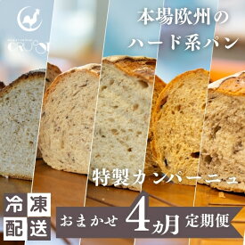 【ふるさと納税】本場欧州のハード系パン　特製カンパーニュ　4カ月定期便（各月種類ランダム/焼成前各1kg）　お届け：※入金確認後、翌月から毎月15日前後にお届けいたします。