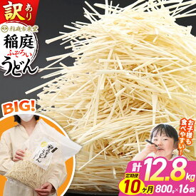 【ふるさと納税】《定期便10ヶ月》稲庭古来堂 訳あり 非常に短い麺含む 稲庭うどん 800g×16袋を10回お届け 計128kg 伝統製法認定 稲庭古来うどん [乾麺 干麺 干し麺 細麺 無添加 時短 離乳食 介護食 カット手間なし ご当地 お取り寄せ]
