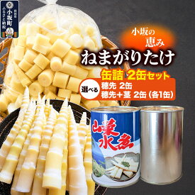 【ふるさと納税】小坂の恵み ねまがりたけ 缶詰 2缶セット【選べるセット内容：穂先 2缶セット／穂先＋茎 2缶セット（各1缶）】 [根曲り竹 根曲がり竹 ねまがりだけ ねまがりたけ チシマザサ 山の幸 お味噌汁 炊き込みご飯 天ぷら 煮物]