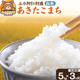 【ふるさと納税】【定期便3ヶ月】上小阿仁村産あきたこまち5kg（合計15kg） 白米