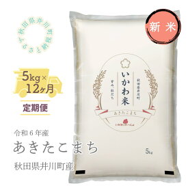 【ふるさと納税】【令和6年産先行受付】定期便　精米5kg×12ヶ月　秋田県井川町産　あきたこまち