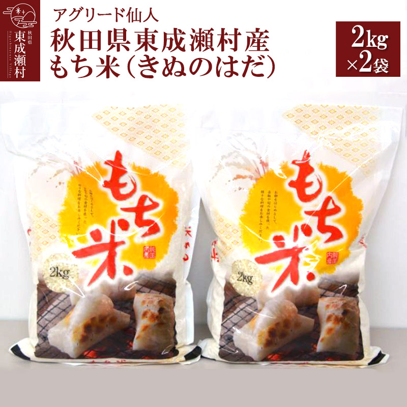 当店限定販売 農事組合法人アグリード仙人 秋田県東成瀬村産 世界有名な もち米 きぬのはだ 2kg×2袋