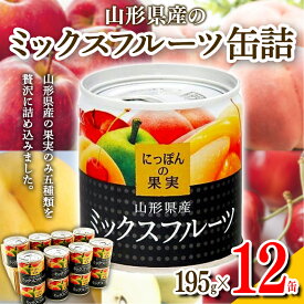 【ふるさと納税】 国分 にっぽんの果実 山形県産ミックスフルーツ 缶詰 195g×12缶 F2Y-3717
