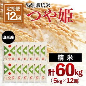 【ふるさと納税】【定期便12回】山形産 つや姫 精米 5kg×12回(頒布会) FZ20-608 山形 お取り寄せ 送料無料 ブランド米 山形市 山形県