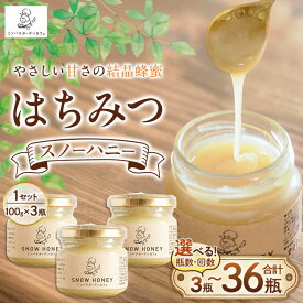 【ふるさと納税】【やさしい甘さの結晶蜂蜜】はちみつ「スノーハニー」(100g×3瓶) セット数や配達回数を選べる