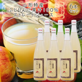 【ふるさと納税】山形特産 ふじりんご 果汁100％ ストレートジュース 6本セット FY25-078