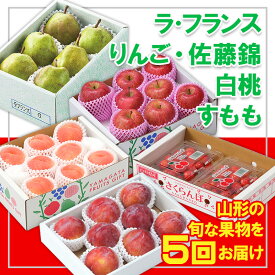 【ふるさと納税】【定期便5回】☆フルーツ王国山形☆『佐藤錦、白桃、すもも、ラ・フランス、りんご』 FY25-321