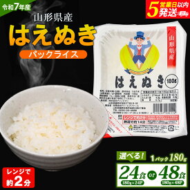 【ふるさと納税】【令和7年産】山形県 山形市産 新米 はえぬき パックライス 180g 24パック 48パック 5営業日以内発送 [10月以降発送開始] FY25-305 山形 お取り寄せ 送料無料 ブランド米 選べる 容量 fz25-305 fy25-306