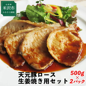 【ふるさと納税】天元豚ロース生姜焼き用セット 500g×2パック 計1kg 豚肉　スライス　ローススライス
