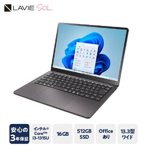 yӂ邳Ɣ[ŁzyVizp\R LAVIE Direct SOL Ce Core i3-1315U vZbT[ 2024N11f 13.3C` Office Windows11 16GB  512GB SSD m[gp\R m[g PC V R` 