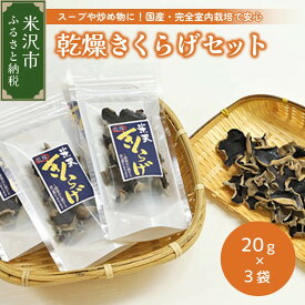 【ふるさと納税】乾燥きくらげ セット 20g × 3袋 計 60g 木耳 きくらげ 無農薬 国産 肉厚 山形県 贈答 贈り物 ギフト 山形県 米沢市