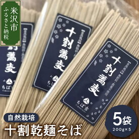 【ふるさと納税】＼レビューキャンペーン／蕎麦 十割そば 量が選べる (3袋 計600g / 5袋 計1kg) 1袋 200g 蕎麦粉 100% 十割 そば セット 小分け 田舎そば 乾麺 常温保存 麺類 麺 国産 自然栽培 でわかおり 山形ちば吉 送料無料 山形県 米沢市