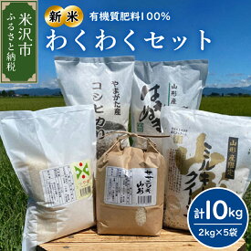 【ふるさと納税】《 先行予約 》【 令和6年産 新米 】わくわくセット 計10kg つや姫 ササニシキ ミルキークイーン はえぬき コシヒカリ 各2kg 農家直送 2024年産 米沢産 精米 米 お米 白米 ブランド米 食べ比べ 5品種 セット 山形県