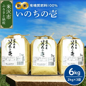 【ふるさと納税】先行予約【 令和6年産 新米 】 山形大粒大満足セット 計 6kg ( いのちの壱 2kg × 3袋 ) 農家直送 2024年産 米沢産 いのちのいち 6キロ 精米 米 お米 白米 ごはん 簡単 手軽 お取り寄せグルメ 常温配送 送料無料 山形県 米沢市