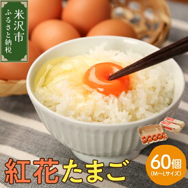 【ふるさと納税】紅花たまご 60個 セット 卵 たまご 赤玉 鶏卵 黄身 白身 産みたて 卵かけ ご飯 親子丼 オムレツ 朝食 たんぱく質 新鮮 栄養 濃厚 甘み コク 山田鶏卵 送料無料 山形県 米沢市