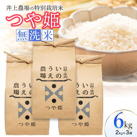 【ふるさと納税】【令和7年産】井上農場の特別栽培米 つや姫 無洗米 6kg（2kg×3袋）　K-756