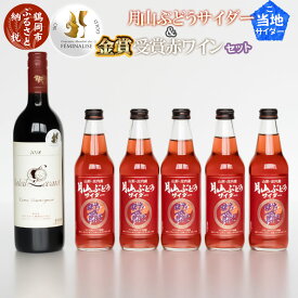 【ふるさと納税】ご当地サイダー 月山ぶどうサイダー ＆ 受賞 赤ワインセット 月山ぶどうサイダー340ml×5本 ソレイユ・ルバン ヤマソービニオン（赤） 750ml×1本|山形県 鶴岡市 山形 支援 東北 フルーツ 果物 くだもの サイダー ワイン 詰め合わせ アルコール 炭酸 お酒 酒