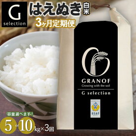 【ふるさと納税】【3ヶ月定期便】令和7年産【新米】Gセレクション はえぬき 精米(白米) 山形県鶴岡産　選べる容量(5kg or 10kg) ×3ヶ月　（毎月1回中旬発送）　株式会社グラノフ
