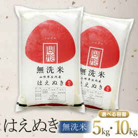 【ふるさと納税】令和7年産 はえぬき 無洗米 【選べる容量　5kg・10kg】【新米】 山形県庄内産 | 鶴岡市 返礼品 おこめ 白米 精米 国産 ワンストップ お取り寄せ ブランド米 東北 美味しい 単一原料米 常温 コメ 故郷納税 お米 乾式