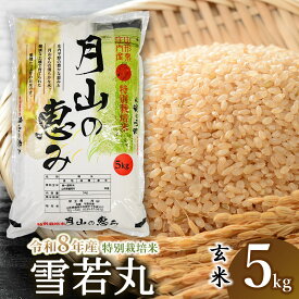 【ふるさと納税】【令和8年産先行予約】特別栽培米 雪若丸 玄米 5kg (5kg×1袋)　2026年産 山形県鶴岡市産 | 特産品 特栽 ブランド米