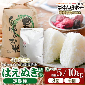 【ふるさと納税】【定期便】令和8年産 新米 庄内おばこ農場の特別栽培米 はえぬき 精米 選べる容量［5kg/10kg　3回/6回］山形県鶴岡市産 K-837・K-872 | 3ヶ月 6ヶ月 庄内米 ご飯 美味しい 国産 おにぎり 農家直送 おすすめ 人気 お取り寄せ 返礼品