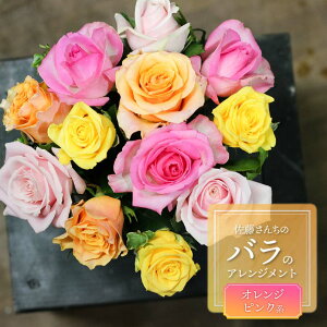 【ふるさと納税】佐藤さんちのバラのアレンジメント【ピンクオレンジ系】 薔薇12本 花蔵 A75-903