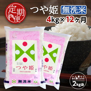 【ふるさと納税】≪12ヶ月定期便≫ 無洗米 特別栽培米 つや姫 4kg×12ヶ月連続 計48kg 山形県産 ご希望の毎月下旬頃お届け 東北 山形県 酒田市 お米 精米 白米 ブランド米 連続定期便 簡単 手軽