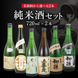 【ふるさと納税】≪6銘柄から選べる2本≫ 純米酒 720ml×2本 初孫:出羽の里・魔斬 上喜元:からくちぷらす・純米酒 清泉川:山形のつや姫様 麓井:生もと純米本辛圓 アソート セット 東北 山形県 酒田市 お酒 日本酒 飲み比べ