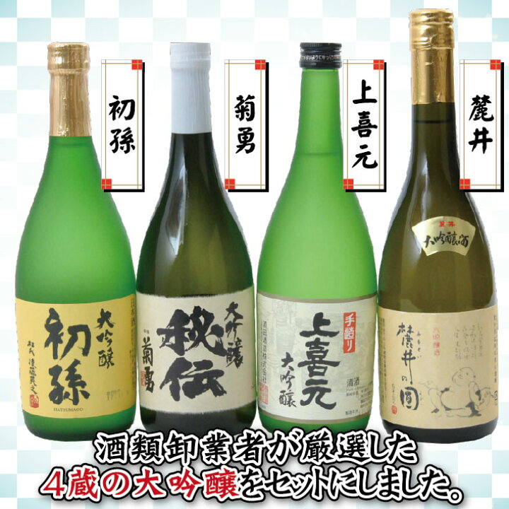 楽天市場 ふるさと納税 酒田の厳選大吟醸セット 初孫 菊勇 上喜元 麓井 7ml 4本 酒 日本酒 大吟醸 山形県酒田市