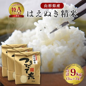 【ふるさと納税】選べる《令和7年産・令和8年産》 はえぬき 精米 9kg（3kg×3袋）2025年産 2026年産 山形県産 お取り寄せ 小分け 便利 農家直送 産地直送 SDGs 有機質肥料 3キロ 6キロ 9キロ 東北 山形 ふるさと納税 白米