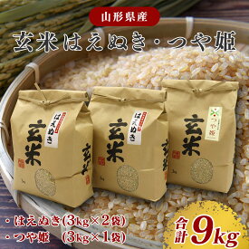 【ふるさと納税】令和7年産 新米 玄米 2品種 食べ比べセット 計9kg（つや姫 3kg×1袋・はえぬき 3kg×2袋） 2025年産 【2025年10月頃から順次発送予定】／ 山形県産 お取り寄せ 小分け 便利 農家直送 SDGs 東北 山形 ふるさと納税玄米