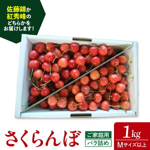 【ふるさと納税】さくらんぼ( 佐藤錦 か 紅秀峰 )1kg ご家庭用 果物 フルーツ 山形県 上山市 0030-2603