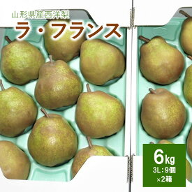 【ふるさと納税】西洋梨 ラ・フランス 6kg ( 3Lサイズ 9個 × 2箱 ) 果物 フルーツ 洋なし 産地直送 山形 お取り寄せ 送料無料 山形県 上山市 0053-2401