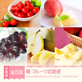 【ふるさと納税】【先行予約】 曙 フルーツ 定期便 2026年産春始まりさくらんぼ 佐藤錦 桃 もも ブラックシャインマスカット ラ・フランス りんご サンふじ 全5回 フルーツ定期便 桐箱 ギフト 贈答用 送料無料 ※沖縄・離島への配送不可