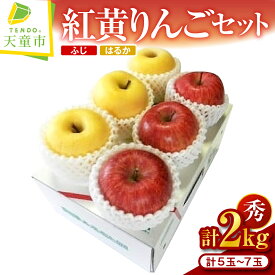 【ふるさと納税】 紅黄 りんご セット 2kg ふじ はるか リンゴ 秀 5 〜 7玉 果物 フルーツ のし 贈答 ギフト プレゼント おすそ分け お取り寄せ 期間限定 送料無料 先行予約 【 山形県 天童市 】