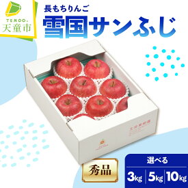 【ふるさと納税】 長もちりんご 雪国 サンふじ 選べる 3kg / 5kg / 10kg ふじ リンゴ 果物 フルーツ 秀 ご家庭用 のし 贈答 ギフト プレゼント おすそ分け お取り寄せ 旬 秋 期間限定 送料無料 山形 産地直送 送料無料 先行予約 【 山形県 天童市 】
