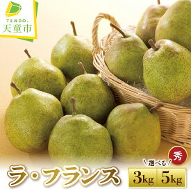 【ふるさと納税】 ラ・フランス 選べる 3kg / 5kg 秀 ( 3キロ 8～12玉 / 5キロ 13～18玉) ラフランス 洋梨 西洋梨 果物 フルーツ ご家庭用 のし 贈答 ギフト プレゼント おすそ分け お取り寄せ 旬 秋 冬 期間限定 送料無料 先行予約 【 山形県 天童市 】