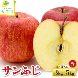 【ふるさと納税】 りんご ( サンふじ ) 選べる 3kg / 5kg ふじ りんご 果物 フルーツ 秀 のし 贈答 ギフト プレゼント おすそ分け お取り寄せ 旬 秋 冬 期間限定 産地直送 送料無料 先行予約 【 山形県 天童市 】