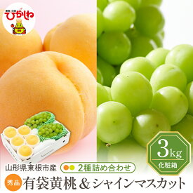 【ふるさと納税】2026年 先行予約 黄桃 シャインマスカット 詰め合わせ 3kg | 桃 ぶどう マスカット 葡萄 ブドウ フルーツ 果物 セット 箱入り 化粧箱 期間限定 大容量 先行予約 お取り寄せ グルメ ご当地 特産 産地直送 送料無料 山形県 東根市
