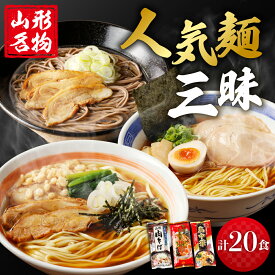 【ふるさと納税】 山形人気 麺三昧 鳥中華 肉そば そば屋の中華 (計20人前) 中華そば ラーメン 醤油味 乾麺 蕎麦 常温保存 みうら食品提供 山形県 東根市