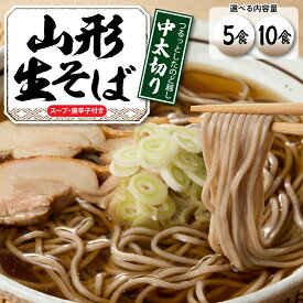 【ふるさと納税】 【 選べる 内容量 】 山形 生 そば ｢ 5食入り ・ 10食入り ｣ 生そば 出来立て 蕎麦 生麺 中太切り 最上早生 肉そば スープ 唐辛子 山形県 東根市