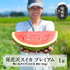 【ふるさと納税】先行予約 尾花沢スイカ 7月下旬～8月中旬頃発送 大玉 4～5Lサイズ 約9～10kg 1玉 プレミアム プレゼント ギフト 令和6年産 2024年産 農産センター UNAU すいか 西瓜※沖縄・離島への配送不可