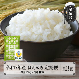 【ふるさと納税】毎月定期便 10kg(5kg×2袋)×3回 令和7年産 新米 精米 はえぬき 配送開始時期選べる 2025年産 山形県尾花沢市産 米 お米 国産 山形県 尾花沢市 送料無料 kh-hasxa10-tm3