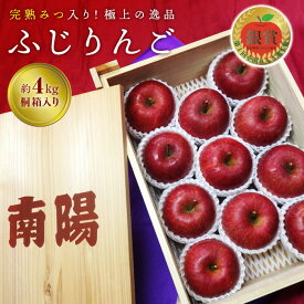 【ふるさと納税】 【令和6年産先行予約】 《極上》極み選果 完熟みつ入りふじりんご 約4kg (10～12玉 3～4L) 木箱入り 《令和6年12月中旬～発送》 【全国りんご選手権 銀賞】 『船中農園』 山形県 南陽市 [695]