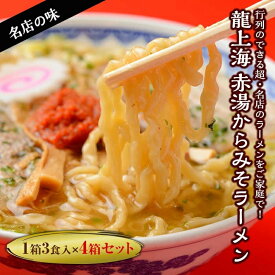 【ふるさと納税】 本店の味！龍上海 赤湯からみそラーメン 4箱セット 龍上海 ラーメン からみそ 辛味噌 味噌 みそ 赤湯ラーメン 縮れ麺 太麺 スープ付 セット 山形県 南陽市 262