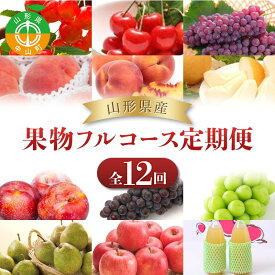 【ふるさと納税】【定期便 12回】山形県産 果物フルコース定期便 くだもの フルーツ さくらんぼ 佐藤錦 紅秀峰 桃 もも すもも 和梨 豊水 幸水 秋姫 ぶどう シャインマスカット デラウェア スチューベン ラ・フランス ラフランス りんご 山形県 中山町 F4A-0492